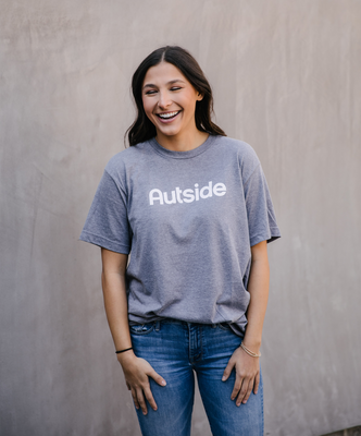 Load image into Gallery viewer, The "Autside" Tee - Heather Grey / White