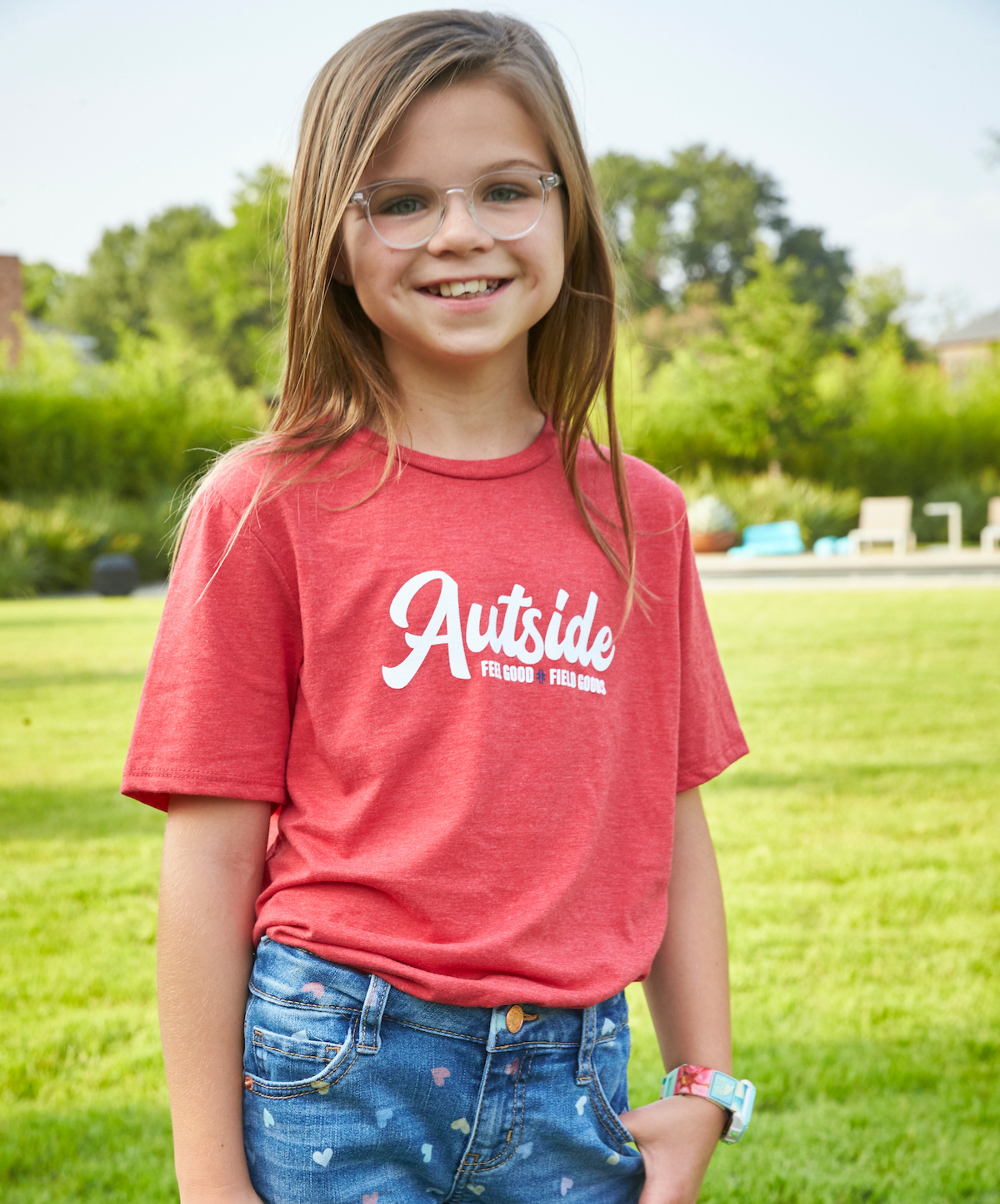 2022 Autside Script Youth Tee - Heather Red / White